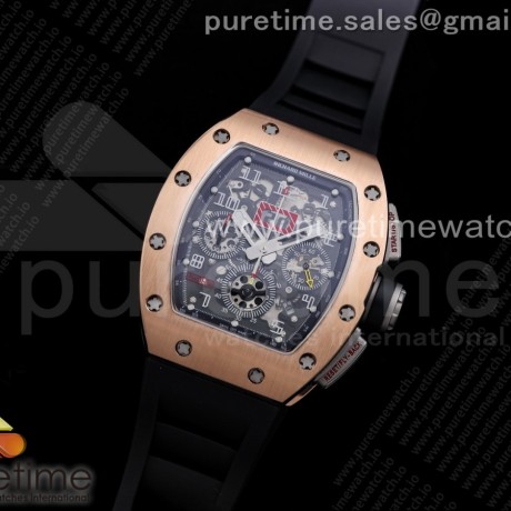 KU공장 V3 RM011 로골 크리스탈다이얼 러버 RM011 RG Chrono Crystal Dial Black on Black Rubber Strap A7750 V3