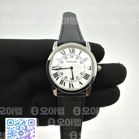 K11공장 까르띠에 롱드솔로 36MM 스틸 화이트다이얼 가죽스트랩 RONDE SOLO DE CARTIER 36MM WHITE DIAL ON BLACK LEATHER STRAP RONDA QUARTZ