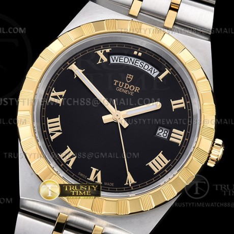 V7공장 튜더 로얄 28603 옐로우골드콤비 블랙다이얼 로만인덱스 브레이슬릿  Tudor Royal 28603 41mm YG/SS Blk/Rmn V7F A2836