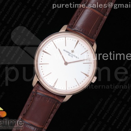 KZ공장 바쉐론콘스탄틴 패트리모니 로즈골드 금통 화이트다이얼 가죽스트랩 Patrimony Calatrava RG White Dial on Brown Leather Strap MIYOTA 9015