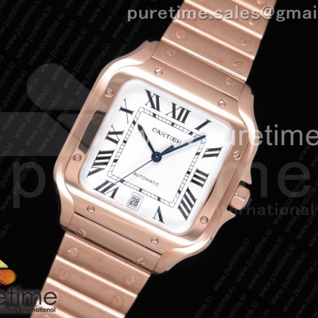 BV공장 까르띠에 산토스 40MM 라지 2018 로즈골드 스마트링크브레이슬릿 Santos de Cartier 40mm 2018 RG White Dial on RG SmartLinks Bracelet MIYOTA 9019