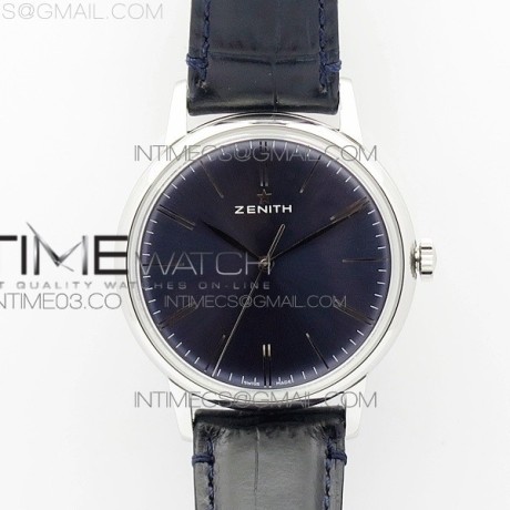 CY공장 제니스 엘리트 스틸 블루다이얼 가죽스트랩 ELITE SS BLUE DIAL ON BLACK LEATHER STRAP MIYOTA 9015 TO ELITE 6150