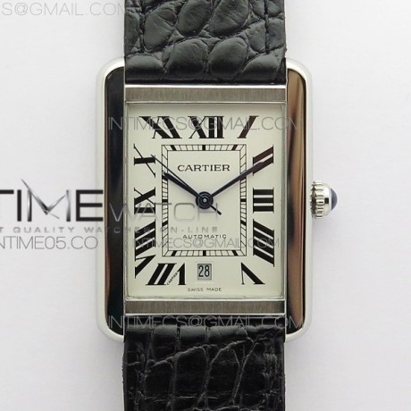 V9공장 탱크솔로 31미리 화이트다이얼 Tank Solo 31mm SS V9F 1:1 Best Edition White Dial on Black Leather Strap MIYOTA 9015