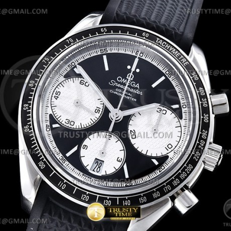 HR공장 오메가 스피드마스터 레이싱 크로노그래프 블랙팬더다이얼 러버스트랩 Speedmaster Racing Chrono 40mm SS/RU Blk/Wht HRF C3330