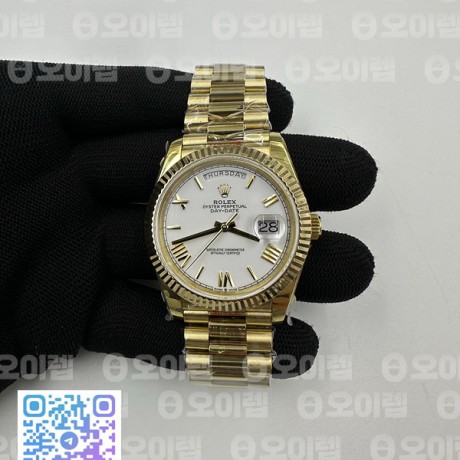GM공장 롤렉스 데이데이트 40 옐로우골드금통 화이트다이얼 로만인덱스 프레지던트브레이슬릿 텅스텐 2836
