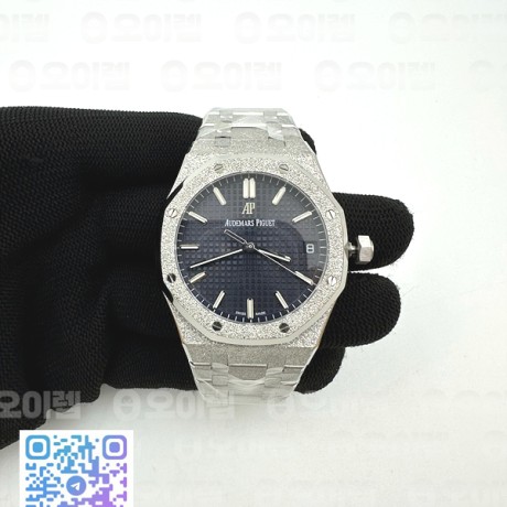 APS공장 오데마피게 로얄오크 15500 스틸 블루다이얼 프로스티드 브레이슬릿 Royal Oak 41mm 15500 Frosted SS APSF 1:1 Best Edition Blue Textured Dial on SS Bracelet SA4302 Super Clone V2