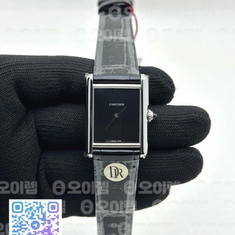 DR공장 까르띠에 탱크 머스트 라지 블랙다이얼 악어스트랩 Cartier Tank Must SS/LE Black Swiss Qtz DRF