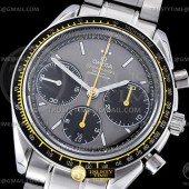 HR공장 오메가 스피드마스터 레이싱 크로노그래프 블랙옐로우 그레이다이얼 브레이슬릿 Speedmaster Racing Chrono 40mm SS/SS Gry/Blk HRF C3330
