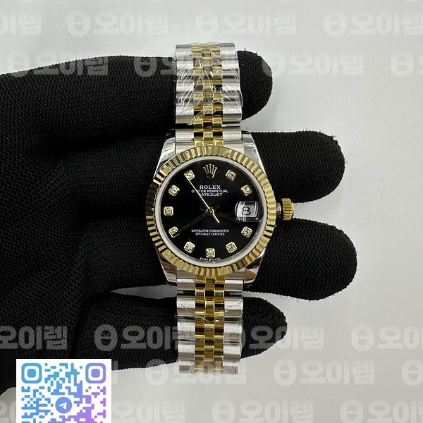 BP공장 롤렉스 레이디 데이저스트 31 옐로우골드콤비 블랙다이얼 다이아몬드인덱스 주빌레브레이슬릿 DJ Midsize 31mm Jub Flt YG/SS Blk/Dia BPF A2824