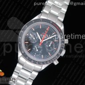 OM공장 오메가 스피디 튜즈데이 울트라맨 스틸 블랙다이얼 브레이슬릿 Speedmaster Speedy Tuesday 2 ‘Ultraman’  SS Bracelet Manual Winding Chrono Movement