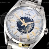 A8공장 오메가 아쿠아테라 150M 43 월드타이머 스틸 화이트다이얼 브레이슬릿 Aqua Terra 150m Worldtimer 43mm SS/SS Wht A8F A2813