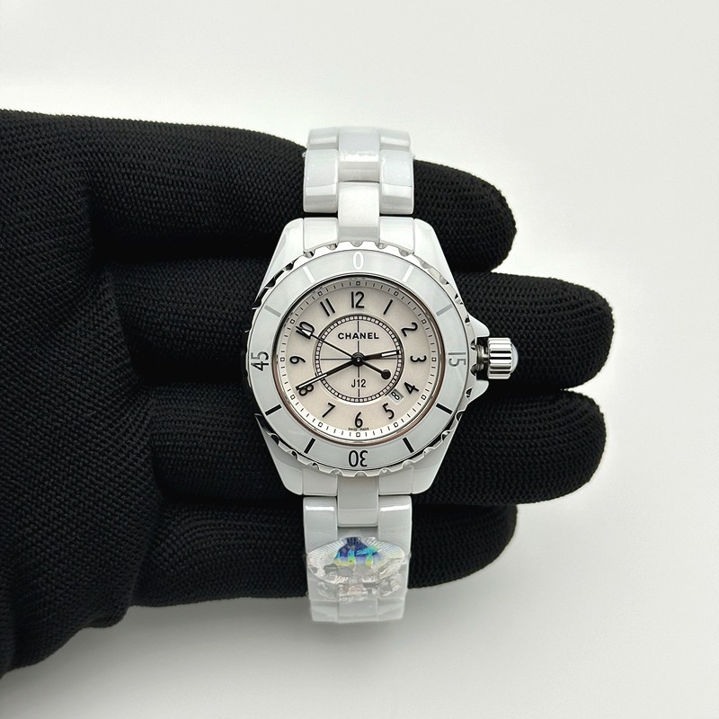 HT공장 샤넬 J12 화이트세라믹 33mm 여성용 세라믹브레이슬릿 솔리드백 J12 Ladies 33mm CER/CER Wht/Num EAST Swiss Qtz KOR EAST공장
