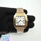 BV공장 까르띠에 산토스 2018 미디움 로골 화이트다이얼 스마트링크브레이슬릿 Santos De Cartier Ladies 35mm RG/RG Wht BVF MY9039