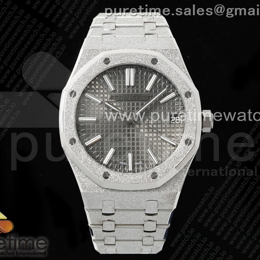 APS공장 오데마피게 로얄오크 15500 스틸 그레이다이얼 프로스티드 브레이슬릿 Royal Oak 41mm 15500 Frosted SS APSF 1:1 Best Edition Gray Textured Dial on SS Bracelet SA4302 Super Clone V2
