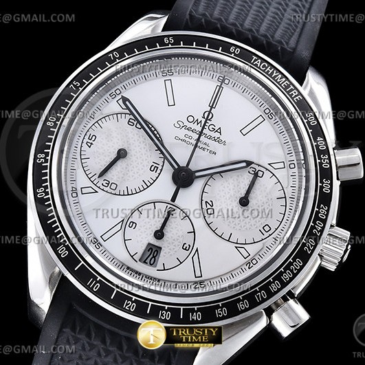 HR공장 오메가 스피드마스터 레이싱 크로노그래프 화이트다이얼 러버스트랩 Speedmaster Racing Chrono 40mm SS/RU Wht HRF C3330