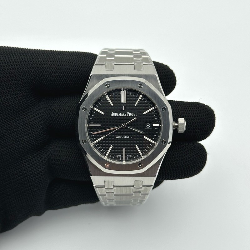 ZF공장 오데마피게 로얄오크 15400 스틸 블랙다이얼 브레이슬릿 Royal Oak 41mm 15400 SS ZF 1:1 Best Edition Black Textured Dial on SS Bracelet SA3120 Super Clone
