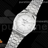 APS공장 오데마피게 로얄오크 15400 스틸 실버다이얼 브레이슬릿 Royal Oak 41mm 15400 SS APSF 1:1 Best Edition White Textured Dial on SS Bracelet A3120 Super Clone
