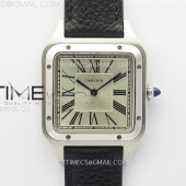 F1공장 까르띠에 산토스 뒤몽 43.5mm 실버다이얼 블랙가죽스트랩 Santos Dumont 43.5mm SS F1F Best Edition Silver Dial on Black Leather Strap Quartz