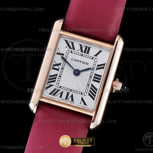 F1공장 까르띠에 탱크 머스트 스몰 로즈골드금통 핑크스트랩 Cartier Tank Must Small RG/LE Wht F1F Sw Qtz