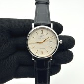 ZF공장(AF) IWC 포르토피노 오토메틱 40 스틸 화이트다이얼 옐로우골드핸즈 가죽스트랩 Portofino Automatic 40mm SS/LE Wht/YG Stk ZF A9019