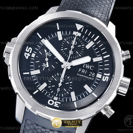 V6S공장 IWC 아쿠아타이머 크로노그래프 IW376803 블랙다이얼 블랙패턴러버스트랩 AquaTimer Chronograph IW376803 SS/RU Black V6S A7750