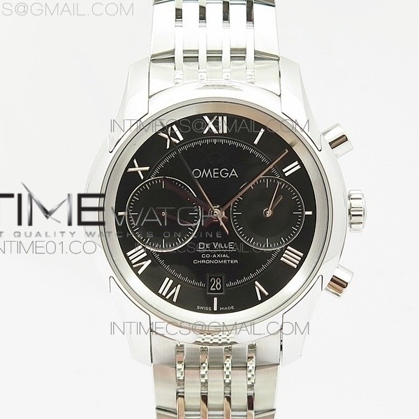OM공장 오메가 드빌 크로노그래프 스틸 블랙다이얼 브레이슬릿 DE VILLE CHRONOGRAPH SS  BLACK DIAL ON SS BRACELET A9300