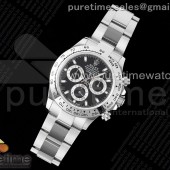 WF공장 롤렉스 스틸 데이토나 블랙다이얼 브레이슬릿 Daytona 116520 WF 1:1 Best Edition 904L Steel Black Dial on SS Bracelet A7750