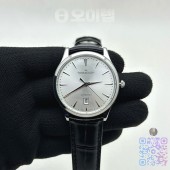 ZF공장 예거르쿨트르 마스터 울트라씬 데이트 1238420 스틸 화이트다이얼 가죽스트랩 Master 1238420 SS ZF 1:1 Best Edition Silver Dial on Black Leather Strap A899/1