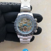 NOOB공장 롤렉스 커스텀 데이토나 카본베젤 스켈레톤다이얼 블루핸즈 씨스루백 눕공장 Rolex Customed Daytona Carbon Skeletondial Bluehands 4130