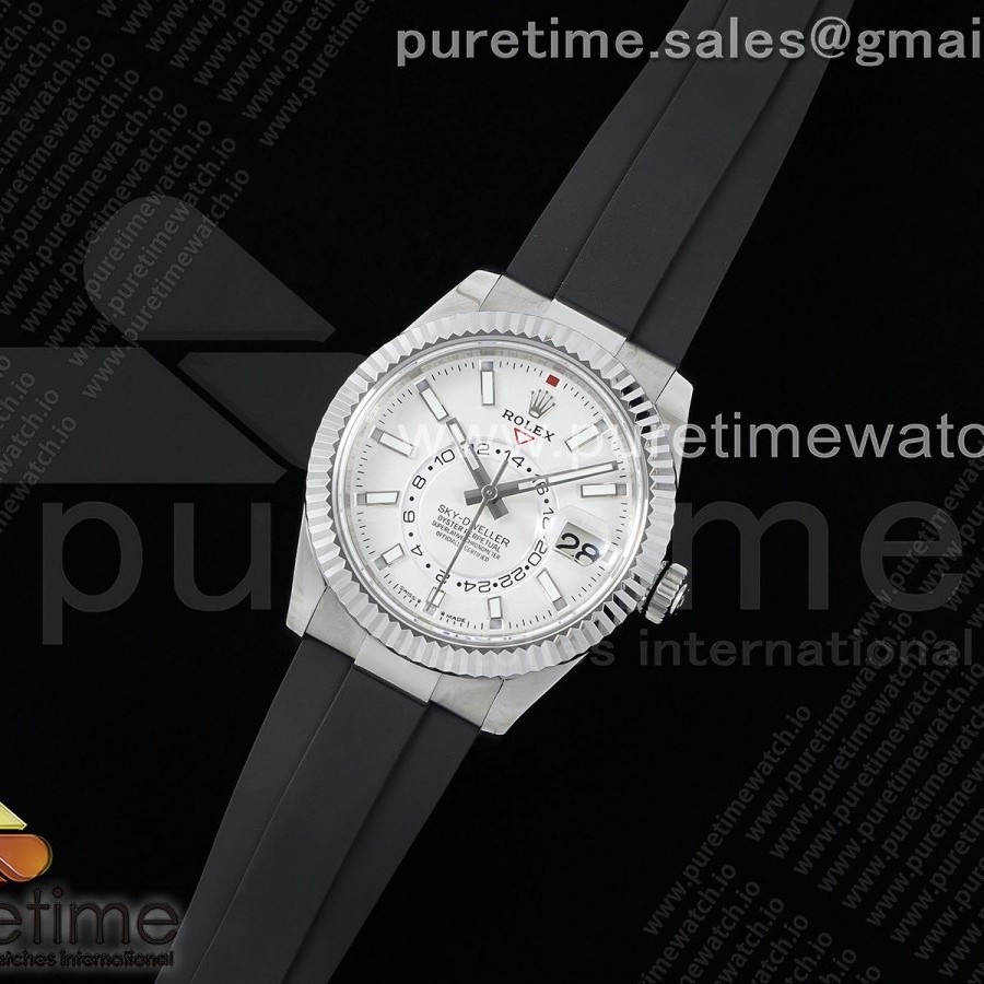 Noob공장 롤렉스 스카이드웰러 스틸 화이트다이얼 러버스트랩 Skydweller SS Noob Best Edition White Dial on Oysterflex Strap A23J 눕