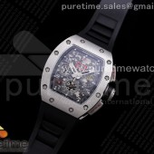KU공장 V3 RM011 크리스탈다이얼 러버 RM011 SS Chrono Best Edition Crystal Dial Black on Black Rubber Strap A7750 V3