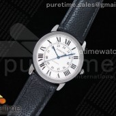 TW공장 까르띠에 롱드솔로 36MM 스틸 화이트다이얼 가죽스트랩 Ronde Solo De Cartier 36mm SS White Dial on Black Leather Strap ETA2671