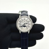 ZF공장 랑데뷰 화이트텍스쳐다이얼 가죽스트랩 Rendez-Vous Night & Day SS ZF 1:1 Best Edition White Textured Dial Diamonds Bezel on Blue Leather Strap A898