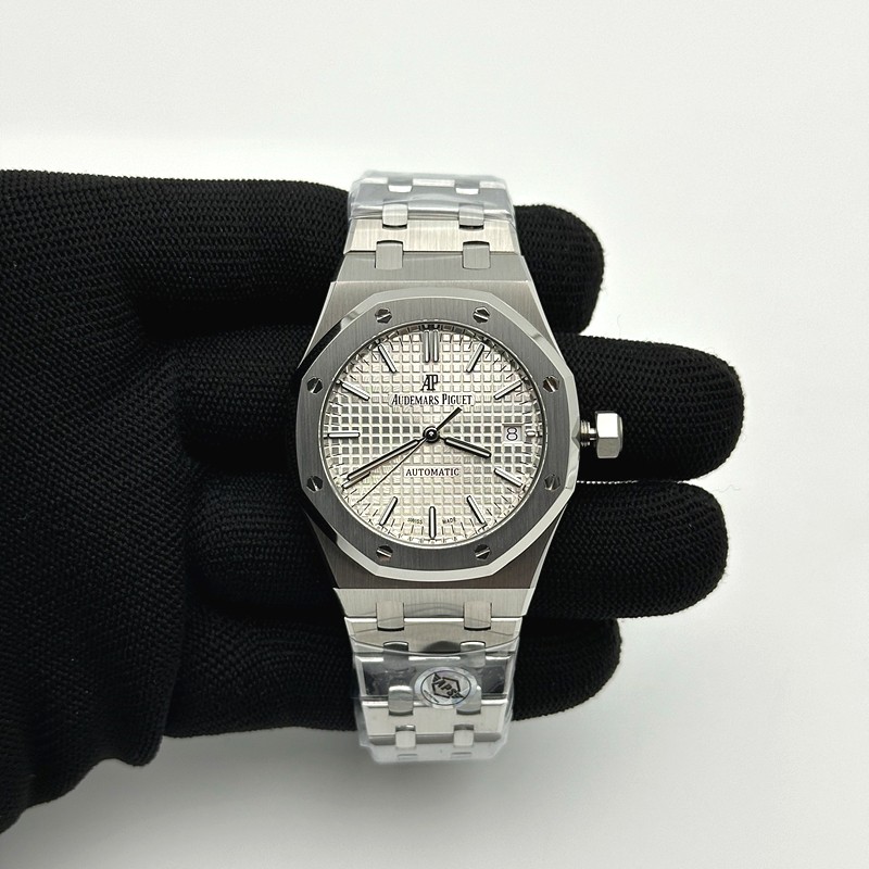 APS공장 오데마피게 로얄오크 15450 화이트다이얼 브레이슬릿 Royal Oak 37mm 15450 SS APSF 1:1 Best Edition White Textured Dial on SS Bracelet SA3120 Super Clone