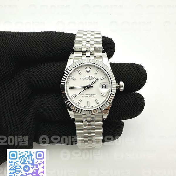 BP공장 롤렉스 레이디 데이저스트 31 스틸 화이트다이얼 바인덱스 플루티드베젤 쥬빌레브레이슬릿  BPF Rolex Lady Datejust 31 White Bar Dial Flutedbezel Jubilee Braelet