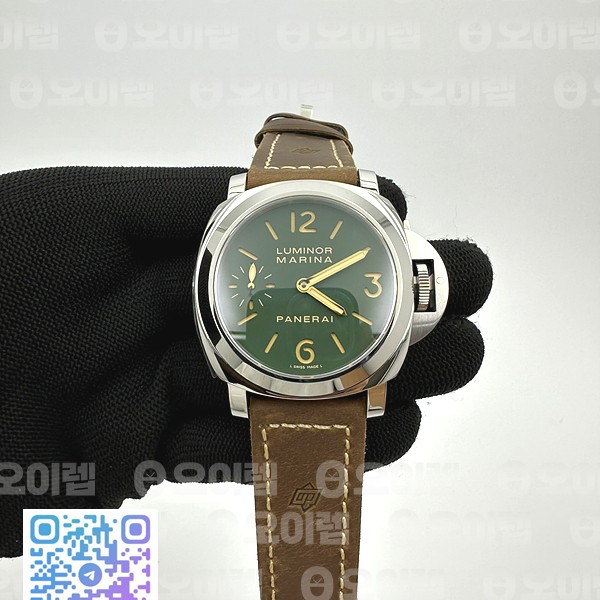 HW공장 파네라이 PAM911 스틸 그린다이얼 가죽스트랩