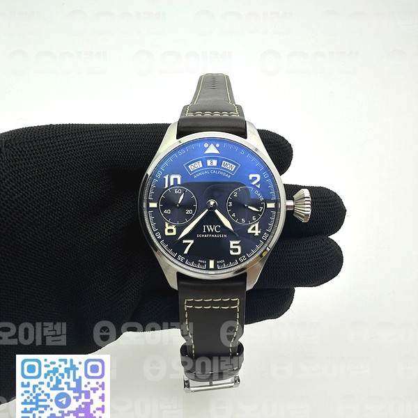 YL공장 IWC 빅파일럿 애뉴얼캘린더 스틸 어린왕자에디션 BIG PILOT REAL PR IW502703 SS BLUE DIAL ON BLACK CALFSKIN STRAP A52850