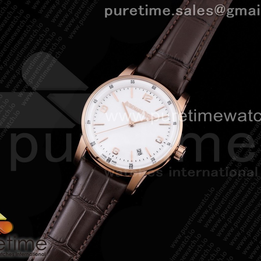 OX공장 오데마피게 로얄오크 CODE 11.59 로즈골드 금통 화이트다이얼 가죽스트랩 CODE 11.59 RG 15210 White Dial on Brown Leather Strap A4302