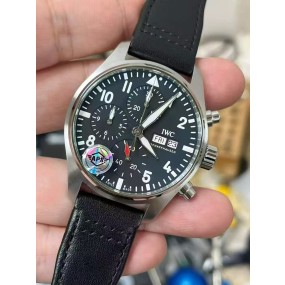 APS공장 IWC 파일럿 크로노그래프 388101 블랙다이얼 블랙가죽스트랩