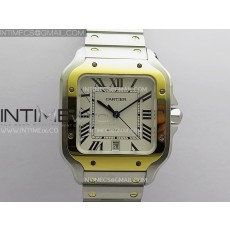 [2025.12UP] GF공장 까르띠에 산토스 40MM 라지 옐로우골드콤비 스마트링크브레이슬릿 Santos de Cartier 40mm SS/YG GF 1:1 Best Edition White Dial On SS Bracelet MIYOTA 9015