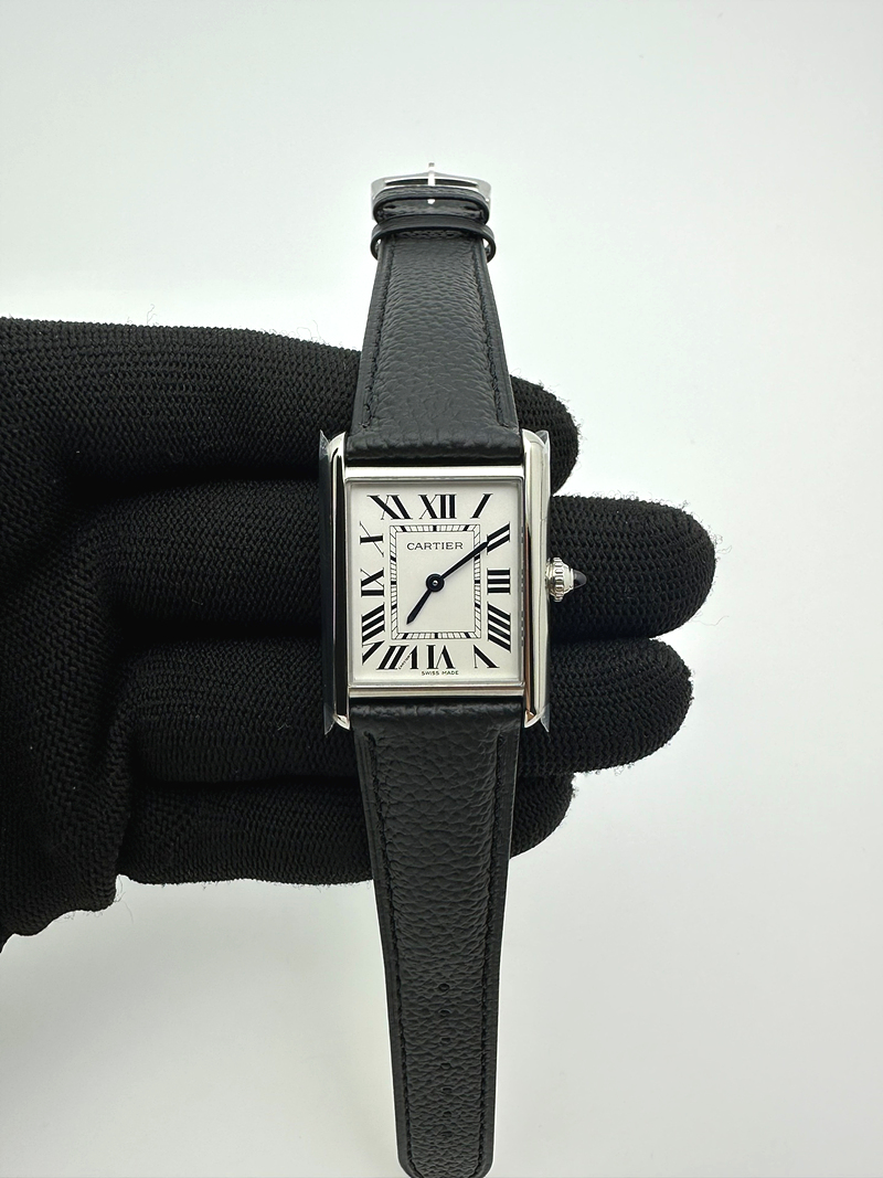 국내배송!! AF공장 까르띠에 탱크 머스트 라지 스틸 화이트다이얼 가죽스트랩 (고유번호 AF13)