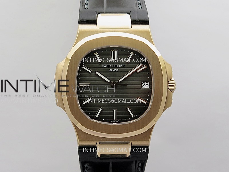 [26.01 UP] DD공장 파텍필립 노틸러스 5711 로즈골드금통 그레이다이얼 가죽스트랩 텅스텐 Nautilus 5711 Gain Weight DDF 1:1 Best Edition Gray Textured Dial On Black Leather Strap Super Clone DD324