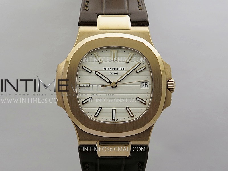 [26.01 UP] DD공장 파텍필립 노틸러스 5711 로즈골드금통 화이트다이얼 가죽스트랩 텅스텐 Nautilus 5711 Gain Weight DDF 1:1 Best Edition White Textured Dial On Brown Leather Strap Super Clone DD324