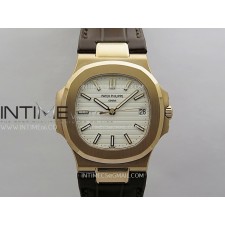 [26.01 UP] DD공장 파텍필립 노틸러스 5711 로즈골드금통 화이트다이얼 가죽스트랩 텅스텐 Nautilus 5711 Gain Weight DDF 1:1 Best Edition White Textured Dial On Brown Leather Strap Super Clone DD324