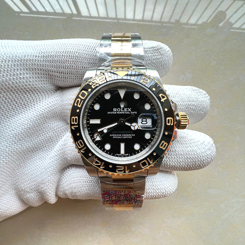 국내배송!! CLEAN공장 롤렉스 GMT마스터2 옐로우골드콤비 블랙다이얼 오이스터브레이슬릿 (고유번호 WC25)